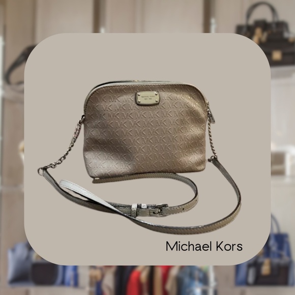 Gray Michael Kors Embossed Logo Crossbody Bag - Picture 1 of 3